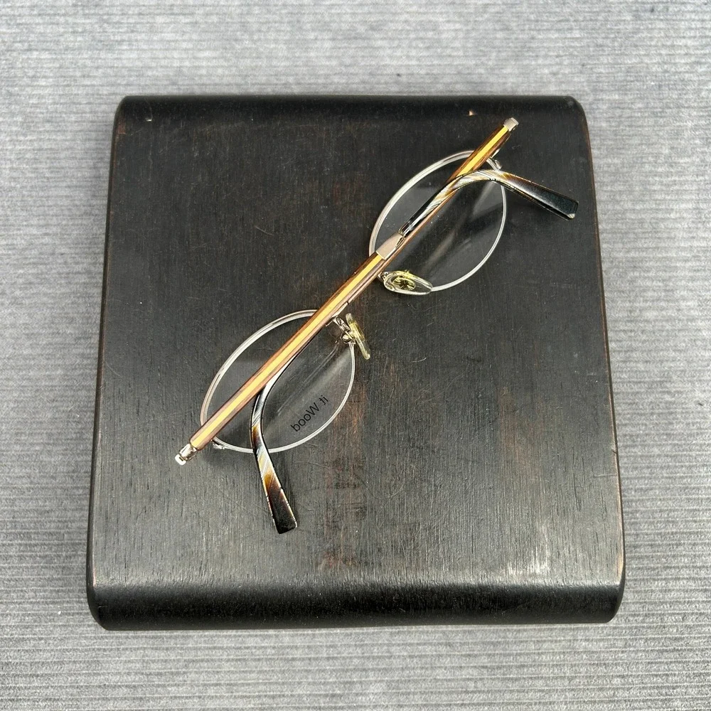 It Wood Gold Semi Rimless Oval Y2k Eyeglass Frames Wood Temples 47-20-140 C1